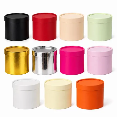 Mini Round Cylindrical Gift Box Cardboard Flower Packaging Bucket With Lid Decorative Storage Container Multi Colors