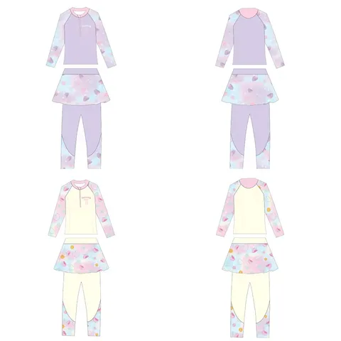 Kids Girls Two-Piece Rash Guard Swimsuit Long Sleeve Top And Long Pants Sun Protection Mermaid Unicorn Printed Swimwear