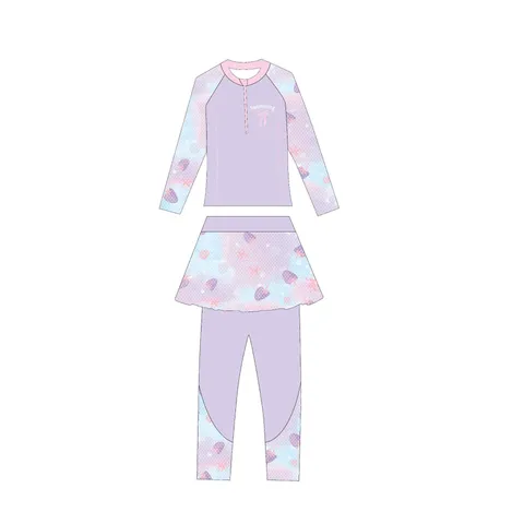 Kids Girls Two-Piece Rash Guard Swimsuit Long Sleeve Top And Long Pants Sun Protection Mermaid Unicorn Printed Swimwear