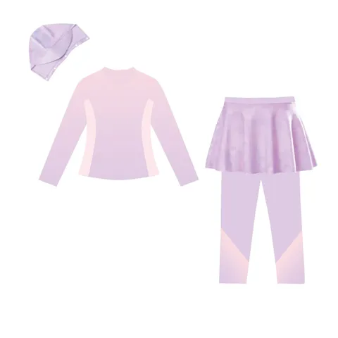 Girls Long Sleeve Two Piece Swimsuit Sun Protection Rash Guard With Skirted Pants Unicorn Mermaid Cartoon Swimwear