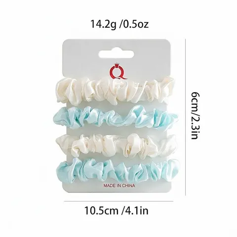 Elegant Satin Scrunchie Set Solid Color Pleated Elastic Hair Ties For Women Ponytail Handmade Hair Accessories