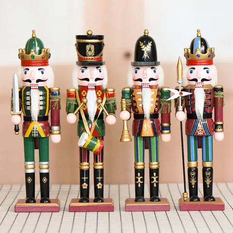 Vintage Holz Nussknacker Soldat Figur Handbemalt Klassisch Weihnachten Puppe Ornament Für Feiertag Haus Schreibtisch Dekoration Geschenk