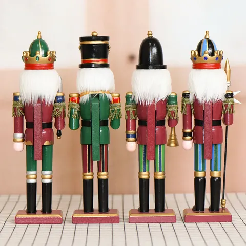 Vintage Holz Nussknacker Soldat Figur Handbemalt Klassisch Weihnachten Puppe Ornament Für Feiertag Haus Schreibtisch Dekoration Geschenk