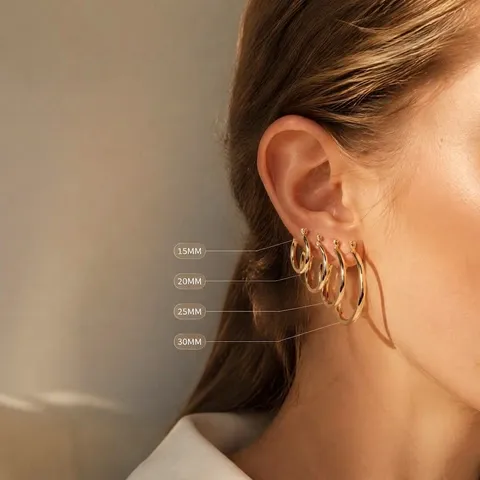 925 Sterling Silver Hoop Earrings Hollow Tube Minimalist Simple Style High Polished Jewelry For Women