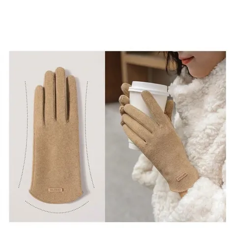 Women Winter Gloves Dralon Fleece Thermal Windproof Touchscreen Compatible Outdoor Cycling Fashion