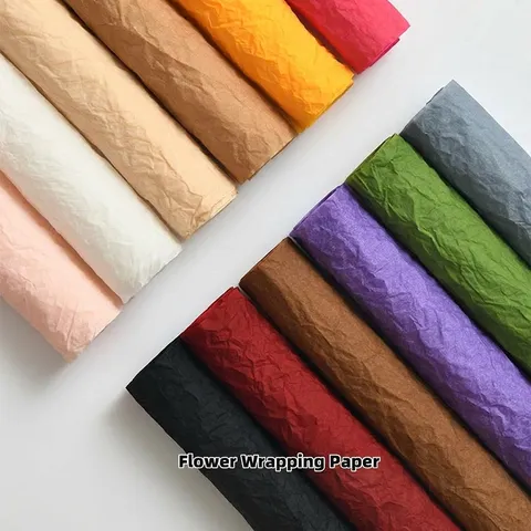 Papel de Embalaje de Flores Amasado a Mano Papel Kraft Arrugado para Embalaje de Ramos Regalo DIY Artesanías Suministros Florales