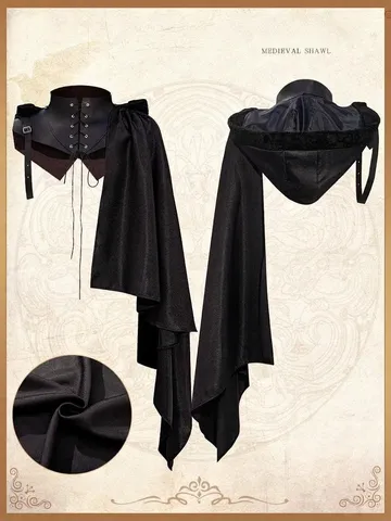 Medieval Shawl Halloween Cosplay Cape Stage Performance Party Demon Vampire Cloak Unisex Fashion Costume Outerwear