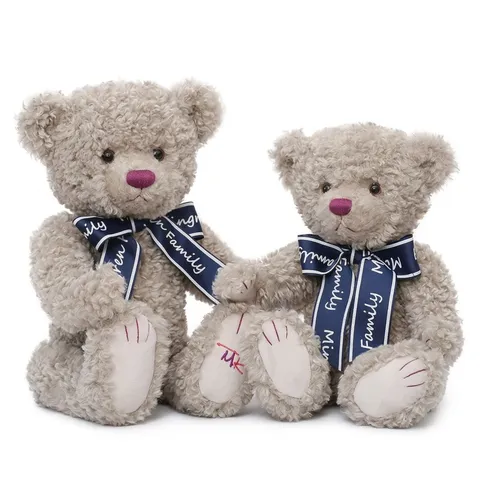 Schattige Gevulde Teddybeer Pluche Speelgoed Zachte Krullende Fleece Dierenpop Met Lint Verjaardagscadeau Voor Kinderen