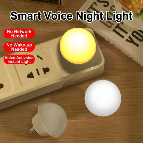 Mini USB LED Night Light Portable Plastic Eye Protection Voice Control Offline Smart Plug And Play Lamp For Bedroom Travel