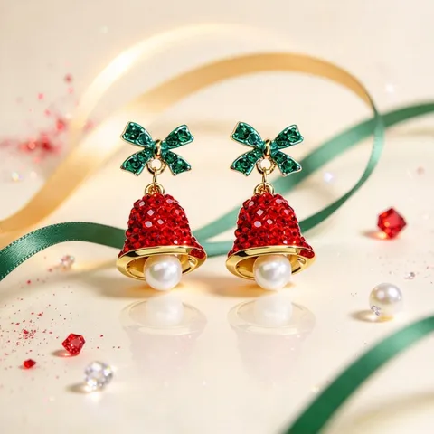 Mode Élégant Alliage Strass Nœud Papillon Cloche Perle Boucles d'Oreilles Clous Trajet Fête Bijoux Cadeau Pour Femmes