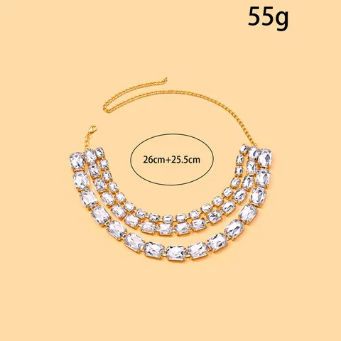 Collier Ras de Cou Multicouche en Strass Mode Cristal Géométrique Déclaration Collier Bijoux Pour Femmes Fête