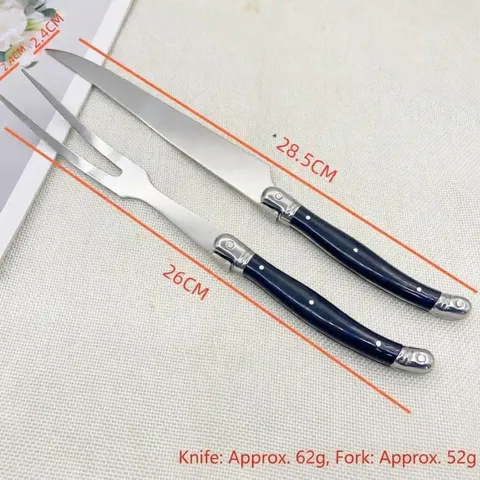 Stainless Steel Steak Knife And Fork Set Black Handle Carving Knife And Meat Fork Dining Tableware Kitchen Tool