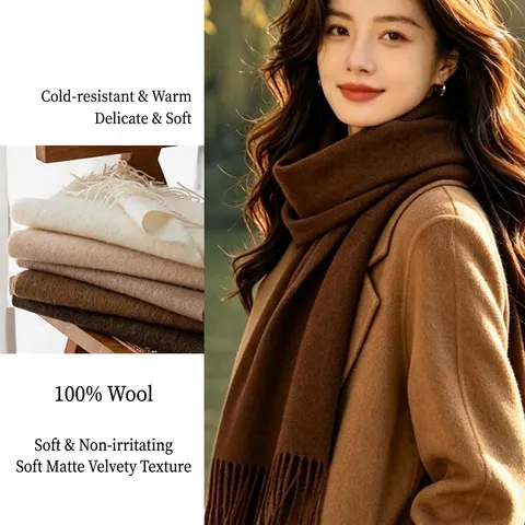 Sciarpa in Lana Monocolore Scaldacollo con Nappe Invernale Sciarpa alla Moda Casual per Uomini e Donne
