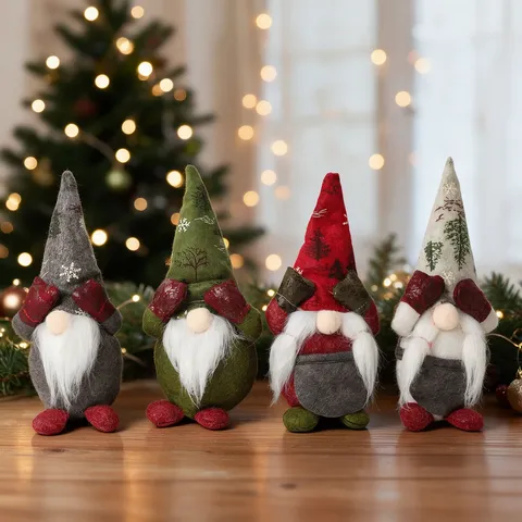 Weihnachts Wichtel Plüschpuppe Stoff Filz Gesichtsloser Nordischer Tomte Gonk Hände Über Den Augen Schreibtisch Tischdeko
