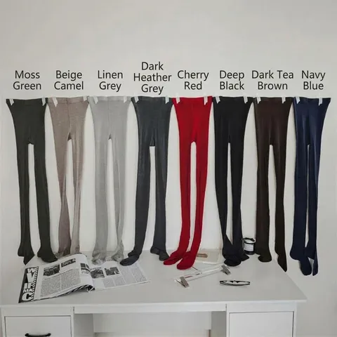 Collants Thermiques en Laine Peignée pour Femmes Hiver Couleur Unie Haute Élasticité Collants Opaques Chauds Vêtements d'Extérieur