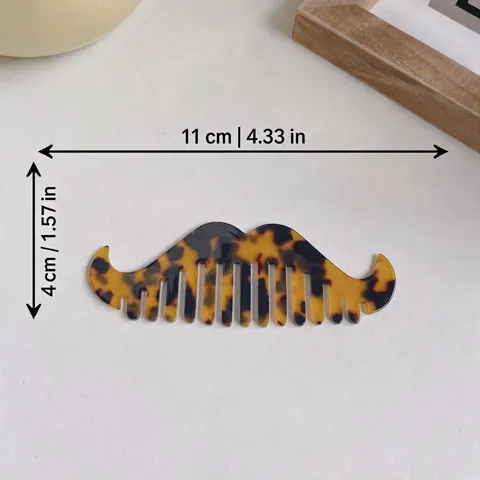 Creative Moustache Shaped Hair Comb Cellulose Acetate Marble Pattern Anti-Static Hair Styling Tool For Women