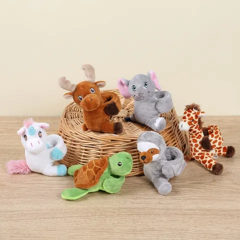 Plush Animal Snap Bracelet Toy Cartoon Stuffed Doll Kids Gift Slap Band