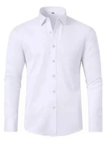 Camicia da Uomo Casual Slim Fit a Manica Lunga Elasticizzata in Quattro Direzioni Tinta Unita Camicia Formale da Business Senza Stiro Comodo Top