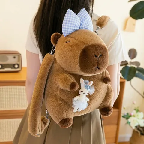 Zaino In Peluche Capibara Carino Animale Cartoon Morbido Bambola Imbottita Borsa Scolastica Casual Zaino Per Ragazze Donne