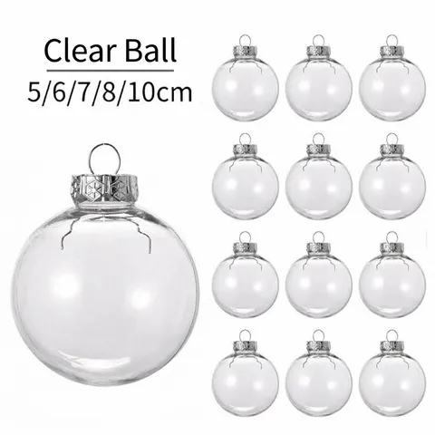 Christmas Ball Ornaments Clear Fillable PET Plastic Shatterproof DIY Craft Baubles Holiday Party Home Decor