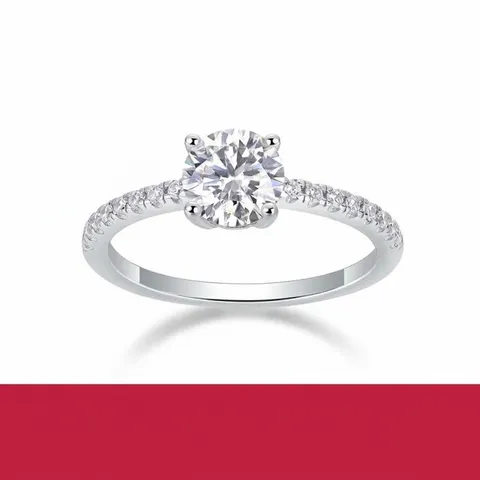 Luxury 925 Sterling Silver Moissanite Lab Grown Diamond Ring Platinum Plated Round Cut Engagement Wedding Jewelry For Women