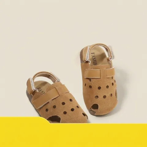 Toddler Kids Sandals Summer Girls Boys Closed Toe Walking Shoes Soft Sole Anti Collision Nubuck Leather Breathable Baby Shoes