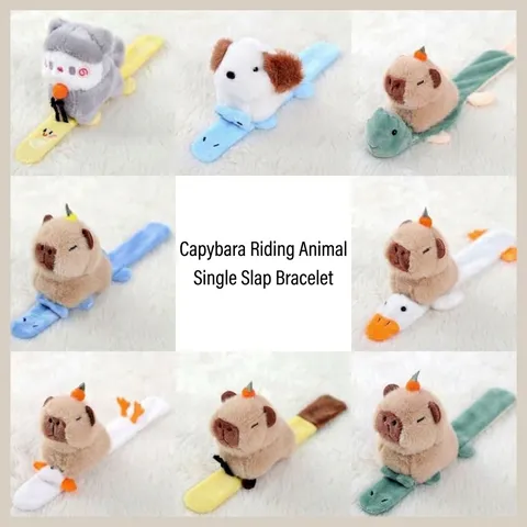 Cute Capybara Plush Toy Slap Bracelet Animal Stuffed Doll Soft Wrist Band Cartoon Birthday Gift For Kids