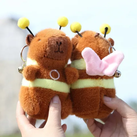 Hrisimo Plousio Paihnidi Kapibara Melissa Koukla Stuffed Zwoi Malako Cartoon Kapibara Melissa Me pteryxia Kleidiou Kremasto Dorou