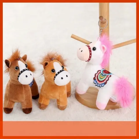 Niedliches schiefes Kopf Pony Plüsch Anhänger Simulationspferd Schlüsselanhänger ausgestopfte Puppe Tasche Hängeornament
