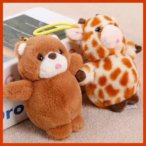 Cute Animal Plush Toy Keychain Cartoon Panda Bear Rabbit Stuffed Doll Bag Pendant For Children Gift