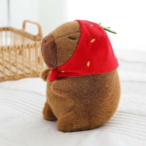 Schattige Capybara Pluche Speelgoed Gestopt Dier Poppen Met Schildpad Aardbei Kikker Hoed Zachte Kawaii Pluche Metgezel Cadeau Voor Kinderen