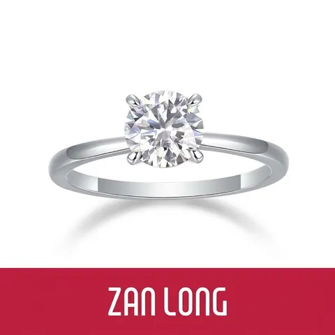 Classic 925 Sterling Silver Moissanite Lab-Grown Diamond Ring For Women Round Brilliant Cut Solitaire Engagement Wedding Band