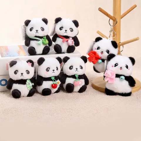 Süßes Panda Plüschtier Stofftier Tasche Anhänger Schlüsselanhänger Cartoon Puppe Weiches Spielzeug Kinder Geschenk