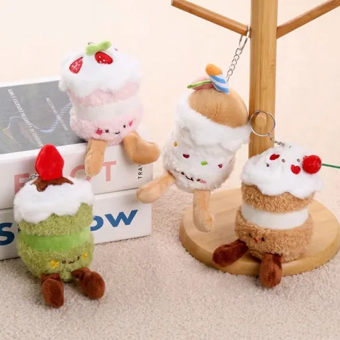 Süßer Kreativer Kuchen Plüschtier Taschenanhänger Gefüllte Dessert Puppe Schlüsselanhänger Weiches Geburtstagsgeschenk Für Frauen