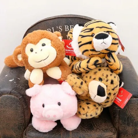 Simpatico Giocattolo in Peluche di Animale Leopardo Scimmia Tigre Maiale Bambola di Peluche Morbida Regalo di Compleanno