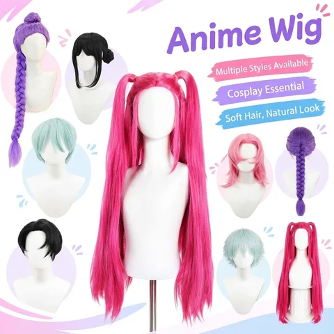 Anime Cosplay Wig High Temperature Synthetic Fiber Cartoon Character Role Play Wig Party Styling Hair