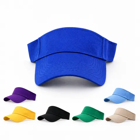 Chapeau Visière Unicolore Unisexe Polyester Respirant Haut Ouvert Chapeau de Soleil Réglable Sport Extérieur
