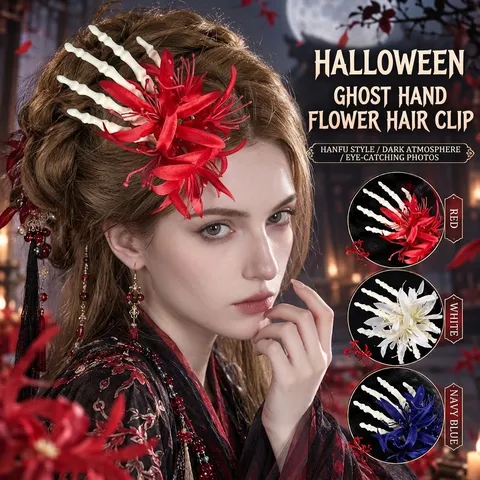 Fermaglio per Capelli a Mano di Scheletro di Halloween Copricapo in Pizzo con Rosa Gotica Forcina ad Artiglio Fantasma per Donna Gioielli per Feste in Stile Scuro