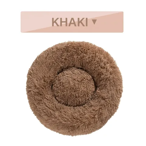 Lit pour Animal en Peluche PV Chaud et Épaissi Rond Coussin Doux pour Chien et Chat Hiver Nid de Sommeil Confortable Articles pour Animaux