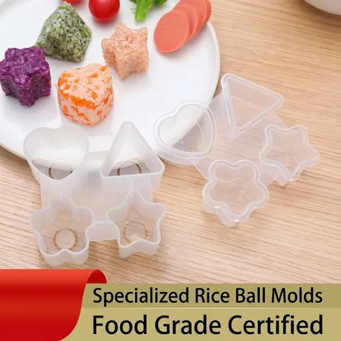 Stampo per Polpette di Riso a Forma di Cuore Stella Triangolo Fiore di Prugno Macchina per Sushi Plastica Trasparente DIY Bento Cucina Cottura Strumento