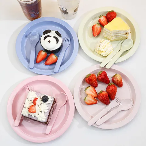 Französischer Stil Melamin Dessert Gabel Löffel Set Koreanische Ins Einfache Dopamin Farbe Süßigkeiten Besteck Für Obst Kuchen Fotorequisiten