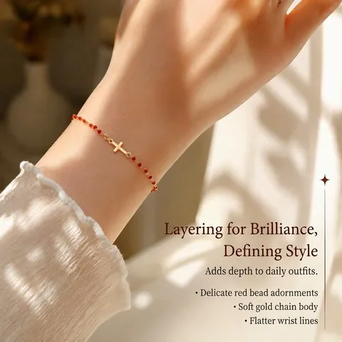 Bracelet Croix en Argent Sterling 925 pour Femme Minimaliste Perles Colorées Émail Plaqué Or Argent Bijoux Religieux Cadeau