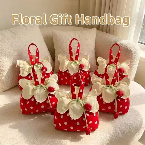 Κoreatiko Styl Polka Dot Anthos Kavvas Tsanta Cheiros Glyko Kordoni Kathimerini Tote Tsanta Gynaikeia Casual Hyphasmatini Tsanta