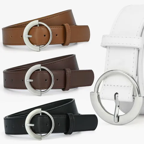 Minimalist PU Leather Belt For Women Retro Casual Jeans Wide Waist Belt Solid Color Metal Pin Buckle Fashion Waistband