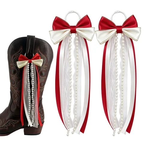 Handgemachte Western Stiefel Schleife Band Dekoration Perle Spitze Schleife Schuhzubehör