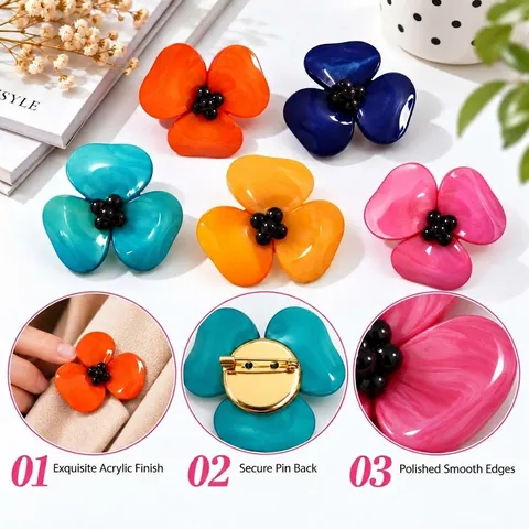 Broches Fleurs Surdimensionnées Pour Femmes En Résine Acrylique Camélia Corsage Pin Pour Costumes Pulls Mariage Fête Bijoux
