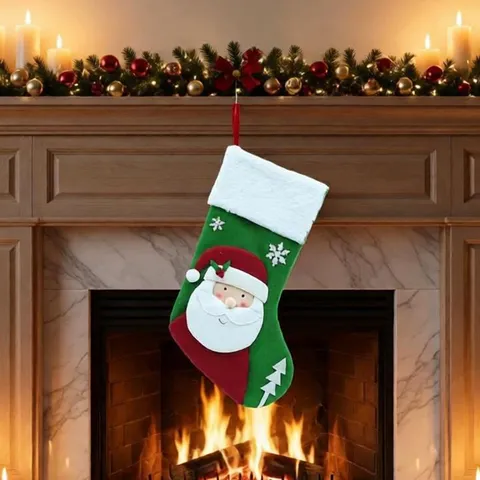 Christmas Stockings Knitted Plush Santa Snowman Reindeer 3D Characters Holiday Fireplace Hanging Decor Xmas Gift Bags