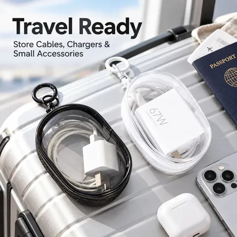 Transparent PVC Portable Travel Storage Bag Waterproof Mini Pouch For Data Cables Charger Earphones And Figures Small Organizer Bag