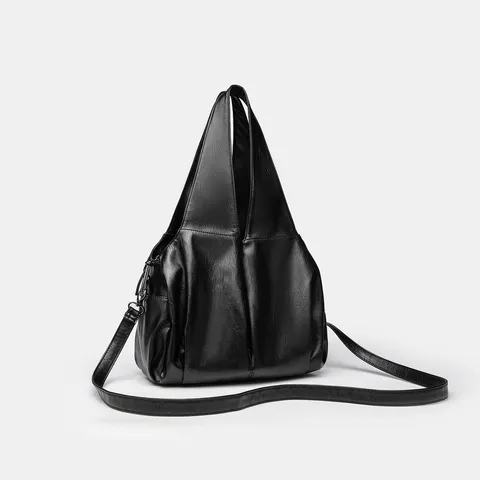 Women Retro Large Capacity Soft Leather Tote Bag Casual Chic Motorcycle Handbag Versatile Daily Commuting Shoulder Bag