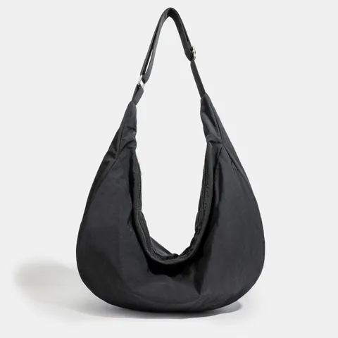 Unisex Large Capacity Waterproof Nylon Dumpling Bag Lightweight Casual Solid Color Shoulder Crossbody Tote Bag